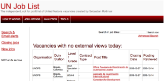 国連のほぼ全組織を網羅した求人採用情報サイトを見つけたので使ってみた