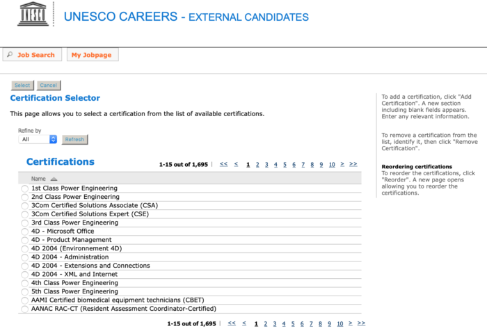 UNESCO Certificate List