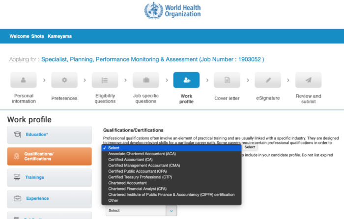 WHO Certificate List